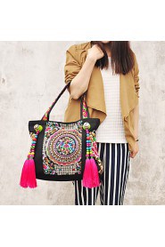 Women Canvas Shopper Shoulder Bag Multi color