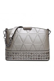 Women's PU Tote Bag/Single Shoulder Bag/Crossbody Bags Silver/White