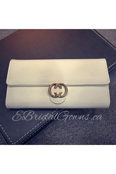 Women PU Tri fold Clutch / Wallet / Card & ID Holder White / Red / Black