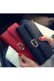 Women PU Tri fold Clutch / Wallet / Card & ID Holder White / Red / Black