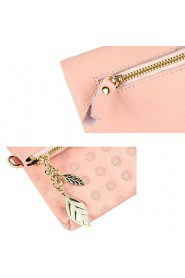 Women Cowhide Bi fold Clutch / Wallet Pink