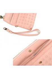 Women Cowhide Bi fold Clutch / Wallet Pink