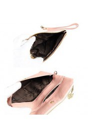 Women Cowhide Bi fold Clutch / Wallet Pink