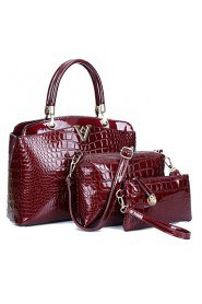 Women Formal / Casual / Office & Career / Shopping PU / Patent Leather Tote Blue / Red / Black / Burgundy