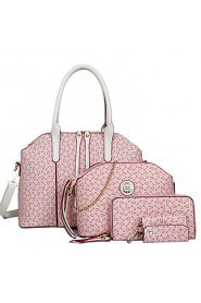 Women PU Shell Shoulder Bag / Tote / Satchel / Wallet / Card & ID Holder White / Pink / Blue