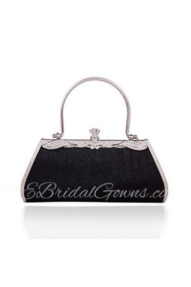 Women PVC / Metal Minaudiere Clutch / Evening Bag Black