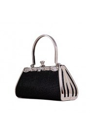 Women PVC / Metal Minaudiere Clutch / Evening Bag Black