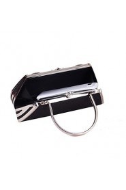 Women PVC / Metal Minaudiere Clutch / Evening Bag Black