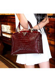 Women PU / Patent Leather Shell Shoulder Bag / Tote Blue / Red / Black / Burgundy