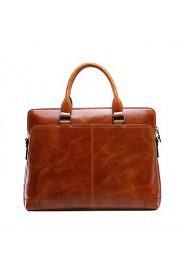 Men Briefcase Top Grade Genuine Leather Men Business Handbag Vintage Oil Wax Leather Shoulder Bags