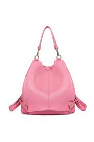 Women PU Bucket Backpack / School Bag / Travel Bag Pink / Blue / Red / Black