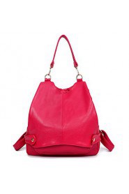 Women PU Bucket Backpack / School Bag / Travel Bag Pink / Blue / Red / Black