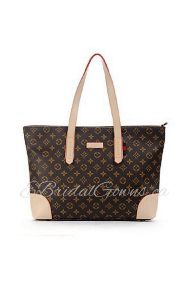 Women Casual PVC Tote Brown / Khaki