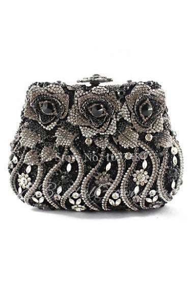 Ladies' Elegant Flower Rhinestone Hand Bags And Purses