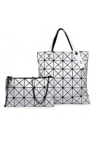 Women PU Shopper Shoulder Bag / Tote White / Purple / Silver / Black / Burgundy