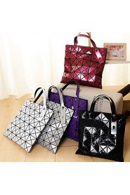 Women PU Shopper Shoulder Bag / Tote White / Purple / Silver / Black / Burgundy