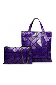 Women PU Shopper Shoulder Bag / Tote White / Purple / Silver / Black / Burgundy