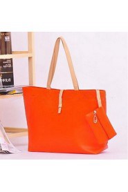 Women PU Shopper Tote Beige / Green / Yellow / Orange / Red / Black