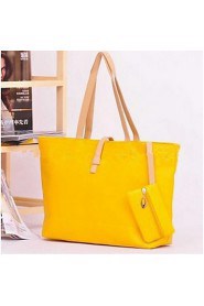 Women PU Shopper Tote Beige / Green / Yellow / Orange / Red / Black