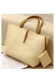 Women PU Shopper Tote Beige / Green / Yellow / Orange / Red / Black