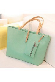 Women PU Shopper Tote Beige / Green / Yellow / Orange / Red / Black