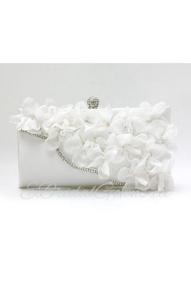 Women Chiffon Baguette Clutch / Evening Bag / Wallet / Key Holder / Coin Purse White / Red