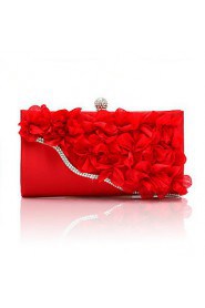 Women Chiffon Baguette Clutch / Evening Bag / Wallet / Key Holder / Coin Purse White / Red