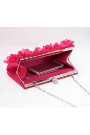 Women Chiffon Baguette Clutch / Evening Bag / Wallet / Key Holder / Coin Purse White / Red