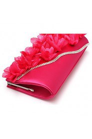 Women Chiffon Baguette Clutch / Evening Bag / Wallet / Key Holder / Coin Purse White / Red