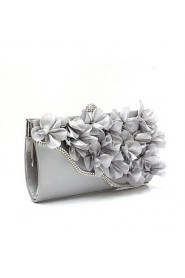 Women Chiffon Baguette Clutch / Evening Bag / Wallet / Key Holder / Coin Purse White / Red