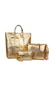 Women Casual / Office & Career / Shopping PU Tote Gold / Silver / Black