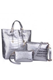 Women Casual / Office & Career / Shopping PU Tote Gold / Silver / Black