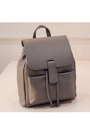 Women PU Bucket Backpack / School Bag / Travel Bag Beige / Gray / Black