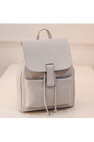 Women PU Bucket Backpack / School Bag / Travel Bag Beige / Gray / Black