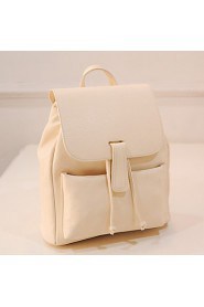 Women PU Bucket Backpack / School Bag / Travel Bag Beige / Gray / Black