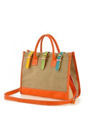 Women Canvas Shopper Tote Blue / Khaki