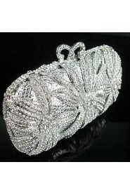 Women's Fashion Flower Design Clutches Evening Silver