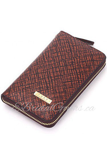 Fine Men's Genuine Leather Clutch Bag Brown/Gray Wallets