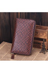 Fine Men's Genuine Leather Clutch Bag Brown/Gray Wallets