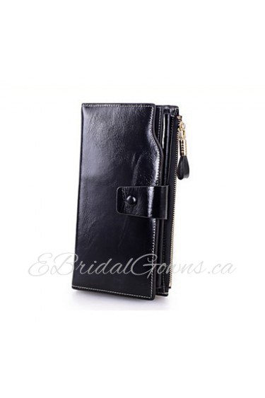 Fashion Women's Genuine Leather Wallet Long Oil Wax Multi Card Wallet Purse Clutch Wallets