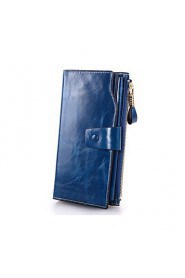 Fashion Women's Genuine Leather Wallet Long Oil Wax Multi Card Wallet Purse Clutch Wallets