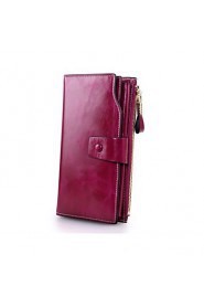 Fashion Women's Genuine Leather Wallet Long Oil Wax Multi Card Wallet Purse Clutch Wallets