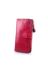 Fashion Women's Genuine Leather Wallet Long Oil Wax Multi Card Wallet Purse Clutch Wallets