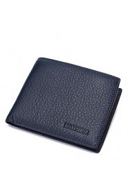 Men Cowhide Bi fold Clutch / Wallet Blue