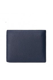 Men Cowhide Bi fold Clutch / Wallet Blue