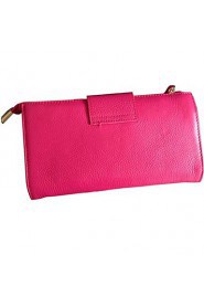 Women Cowhide Bi fold Shoulder Bag / Clutch / Wallet Orange / Fuchsia