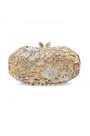 Women's Flower Design High End Quality Diamond Clutch Hand Purse