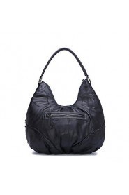 Women Cowhide / Sheepskin Weekend Bag Shoulder Bag Black