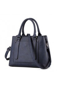 Women's Fashion Casual Solid PU Leather Messenger Shoulder Bag/Tote