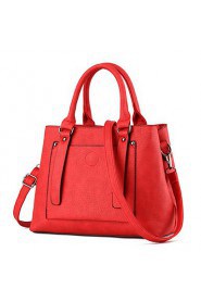 Women's Fashion Casual Solid PU Leather Messenger Shoulder Bag/Tote